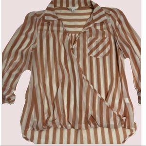 Peach and White Striped Blouse